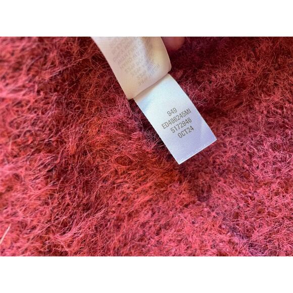 NWT Open Edit Y2K Boho Style Purple Fuzzy Moc Neck Boyfriend Cozy Sweater Small - Picture 9 of 10